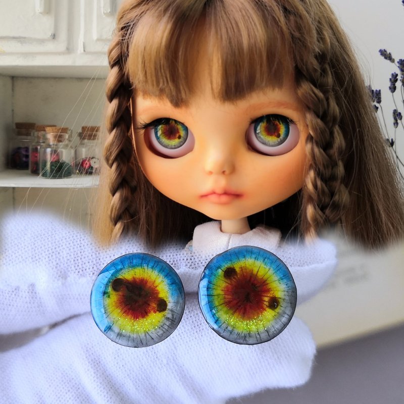 3D Eye chips 14mm, doll Eye chips for Custom Blythe - ตุ๊กตา - เรซิน 