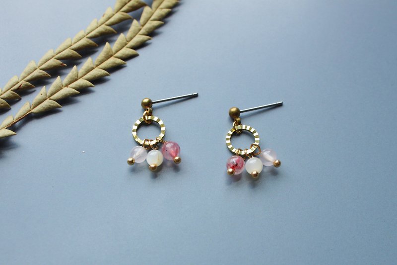 Point - earring  clip-on earring - Earrings & Clip-ons - Other Metals Pink