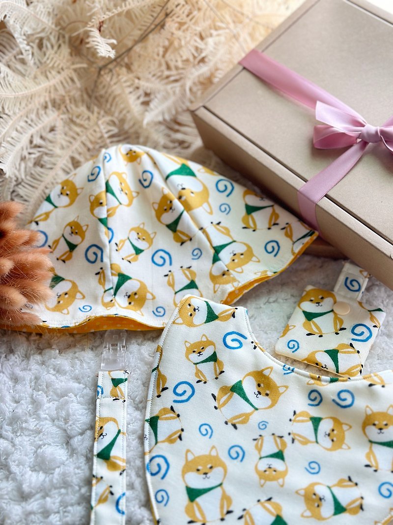 Chai Chai Ruan Ruan double gauze baby gift box sun visor baby hat bib - Baby Gift Sets - Cotton & Hemp Orange
