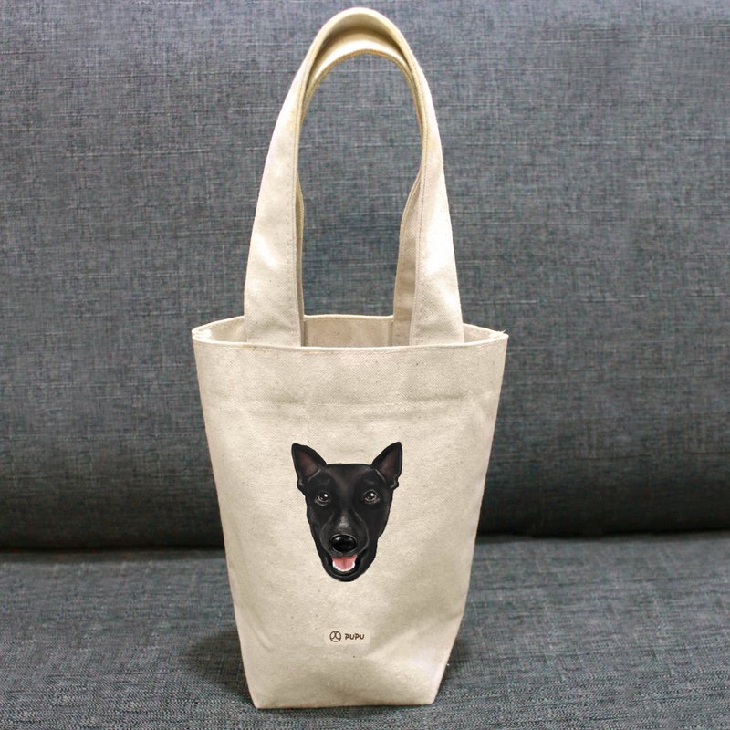 Meeks black - black dog - cotton Linen in Taiwan - Wen Chong Shiba Inu - bag - environmental protection - fly Planet - Handbags & Totes - Cotton & Hemp White