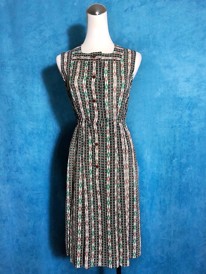 Retro little totem sleeveless vintage dress / Foreign brought back VINTAGE - ชุดเดรส - เส้นใยสังเคราะห์ หลากหลายสี