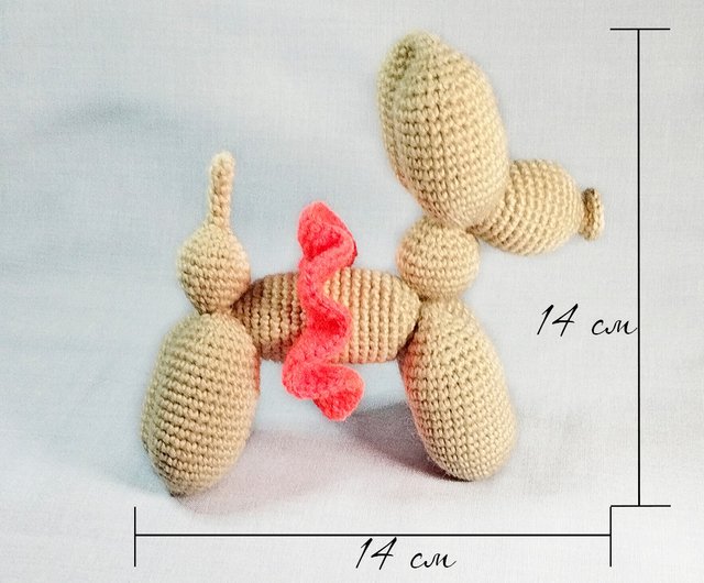 風船犬 ぬいぐるみ かぎ針編みのピンクのおもちゃ - ショップ