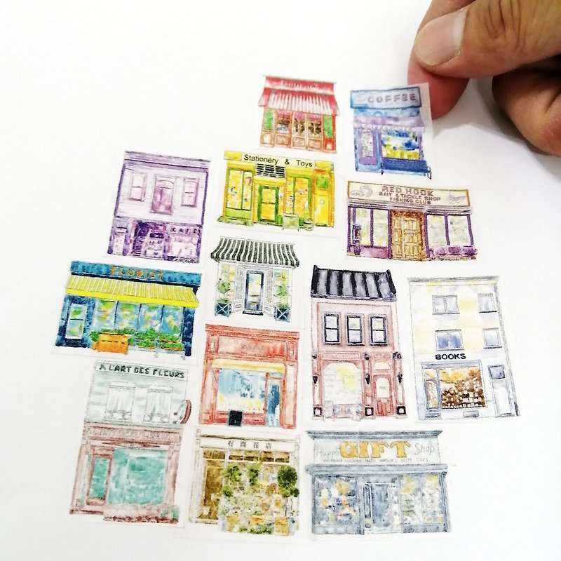 Jielin Washi Tape Small Town Shops - มาสกิ้งเทป - กระดาษ 
