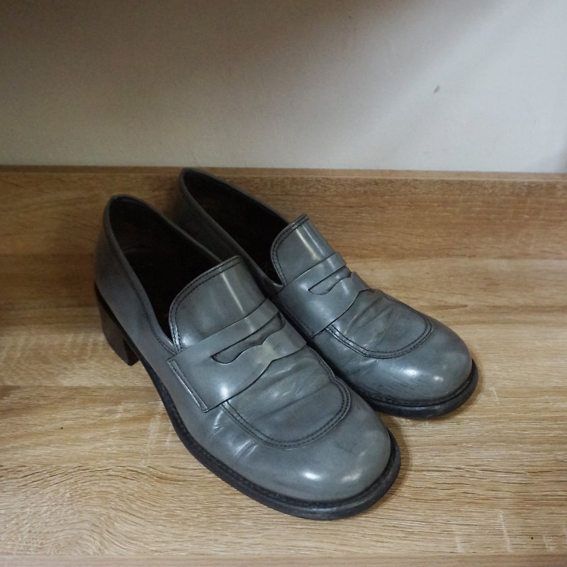 Made in Italy義大利製VIOLA RICCI深灰色Vintage皮鞋(24~24.5cm)