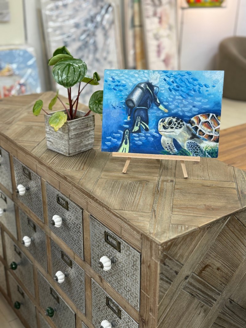 手繪畫作  海龜與我 - 海報/掛畫/掛布 - 環保材質 