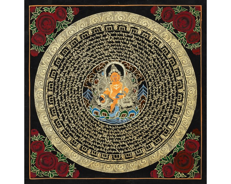 西藏贊巴拉曼陀羅唐卡——財富與福運的神聖象徵 - 壁貼/牆壁裝飾 - 其他材質 多色