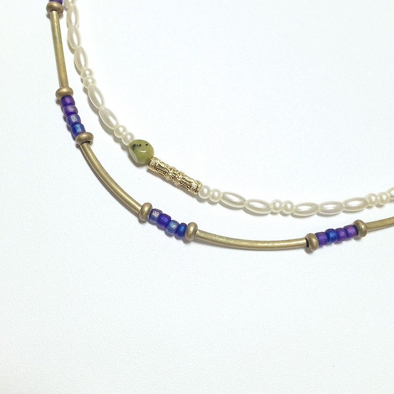 Violet * Japanese blue-violet color fog beads - Bracelets - Other Materials Blue