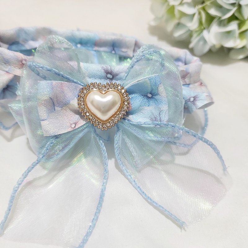 Hydrangea Season - Blue. Lace collar-blue丨cat, rabbit and dog pet scarf collar collar - Collars & Leashes - Other Materials Blue