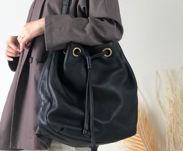 極 美品 LOEWE オールド ロエベ 巾着 ショルダー バッグ アナグラム