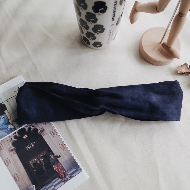 Lazy casual straps (dark blue) - Headbands - Cotton & Hemp Blue
