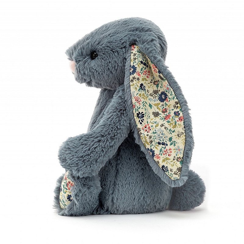 Blossom Dusky Blue Bunny 莫蘭迪藍碎花兔 31cm - 玩偶/公仔 - 聚酯纖維 藍色