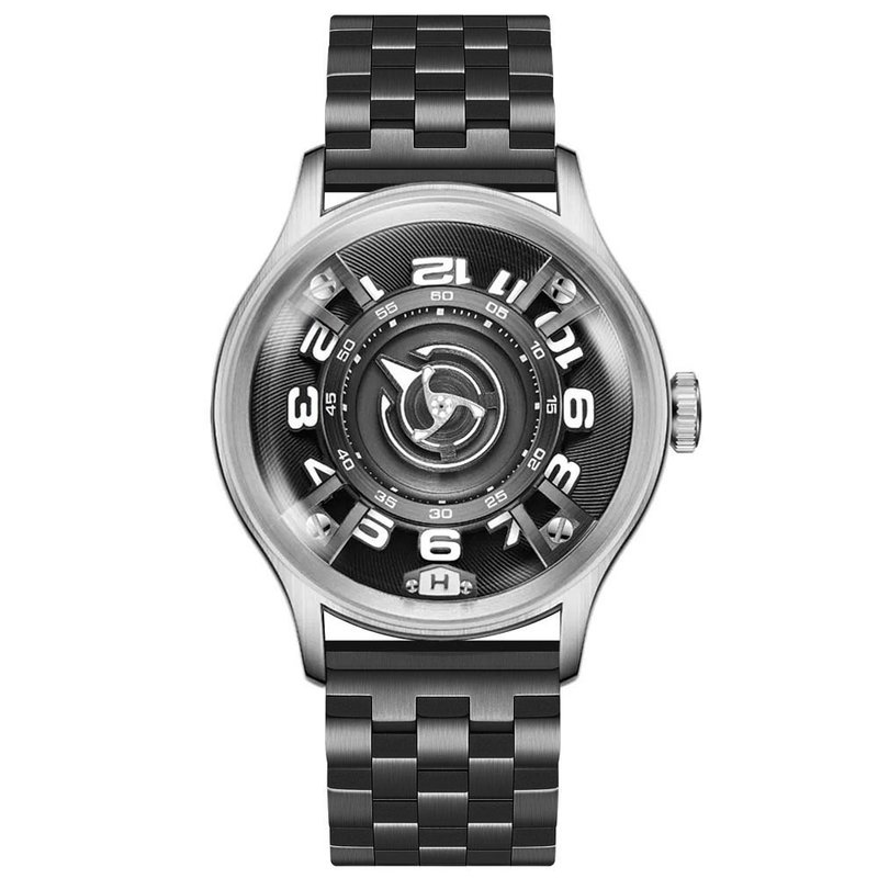 OBLVLO Gravitation Series Watch - Midnight Black Steel Bracelet - นาฬิกาผู้ชาย - สแตนเลส สีดำ