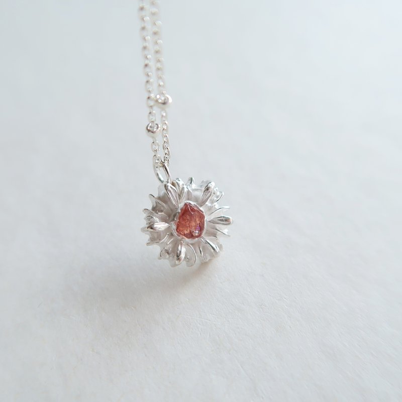 999純銀 小花 雛菊 厚款 彩色藍寶石 尖晶石 項鍊 免費送禮包裝 - 耳環/耳夾/耳骨夾 - 純銀 多色