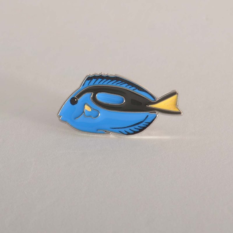 世界動物圖鑑徽章 / 藍唐王魚 - 徽章/別針 - 其他金屬 