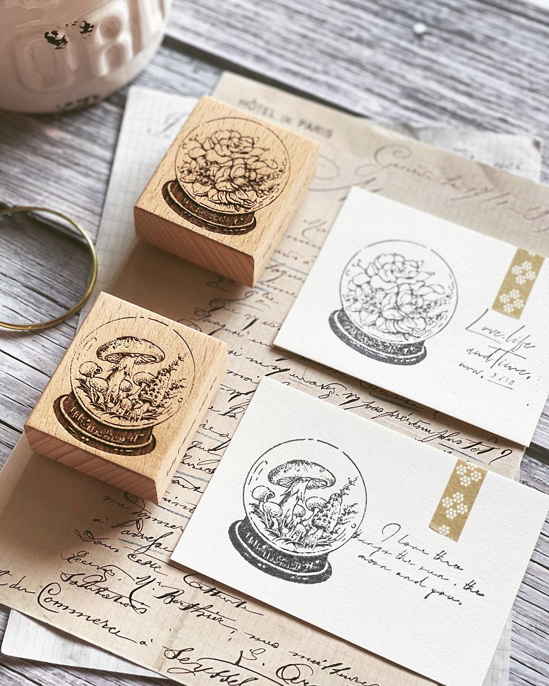 Mushroom Crystal Ball Stamp- No refills when sold out - Stamps & Stamp Pads - Plastic Brown