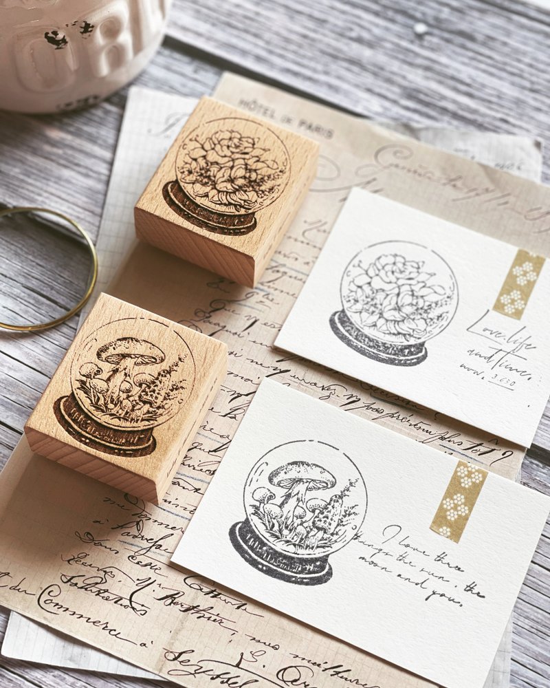 Mushroom Crystal Ball Stamp- No refills when sold out - ตราปั๊ม/สแตมป์/หมึก - พลาสติก สีนำ้ตาล