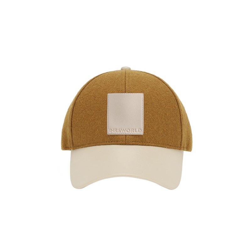 棒球帽 老帽 鴨舌帽 羊毛呢料棒球帽-姜黃【ISW】設計師品牌 - 帽子 - 羊毛 黃色