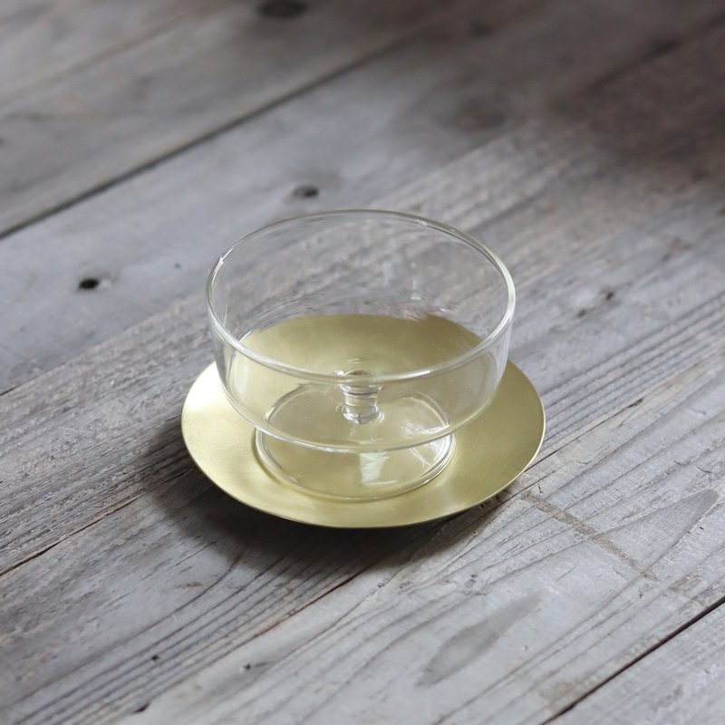 Glass cup and brass saucer - Small Plates & Saucers - Copper & Brass Gold