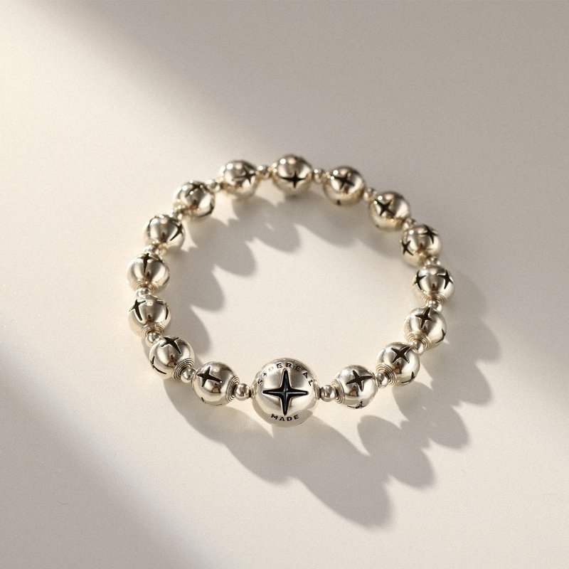 Cross star pattern hollow bead bracelet silver925 - สร้อยข้อมือ - เงินแท้ สีเงิน