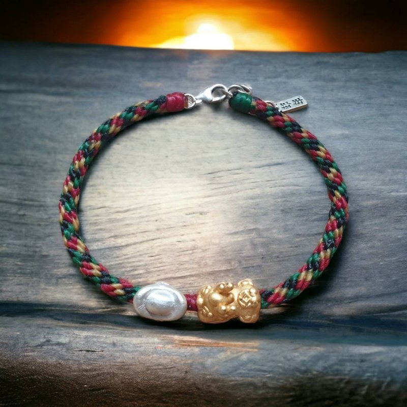 Lucky Pixiu 925 sterling silver bracelet silk Wax thread lucky rope - สร้อยข้อมือ - เงินแท้ 