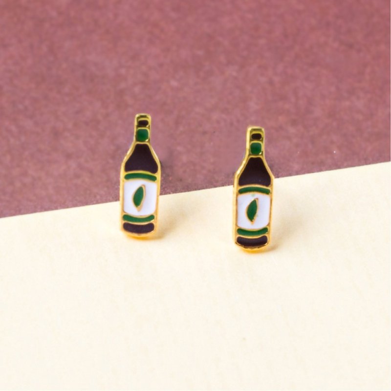 Taiwan Beer - Taiwanese Food - earring - Earrings & Clip-ons - Copper & Brass Brown