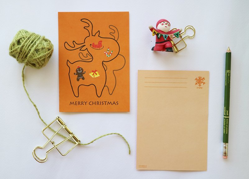 麋鹿魯道夫 明信片 聖誕卡片 - 卡片/明信片 - 紙 橘色