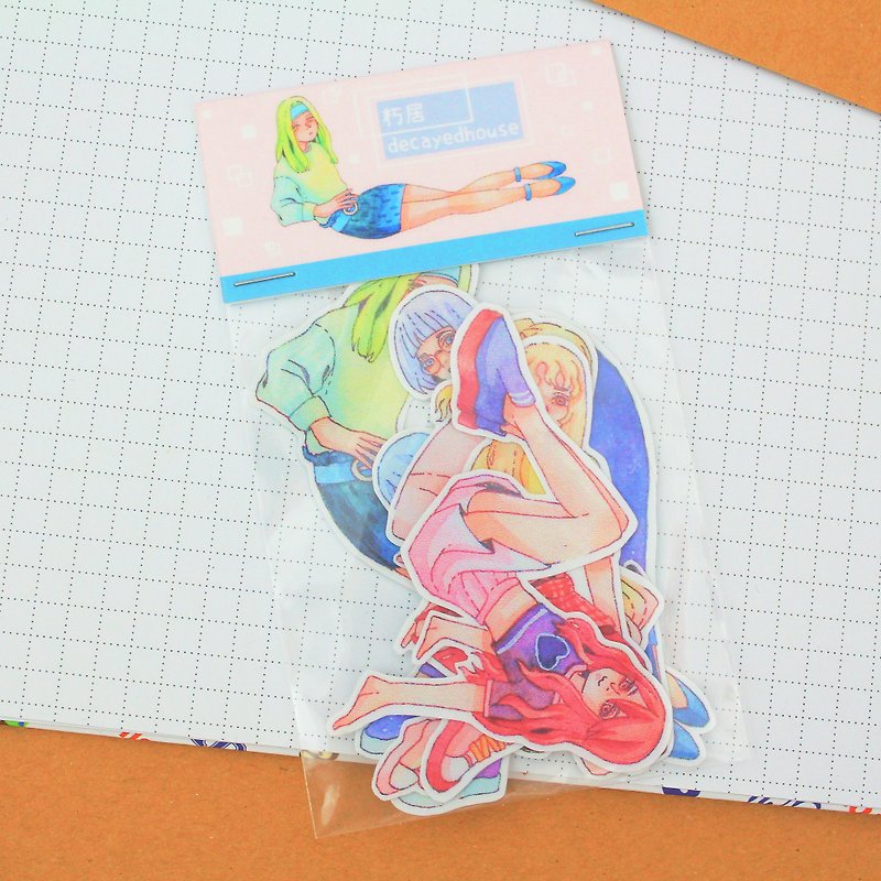 Girls hand painted watercolor stickers 6 into