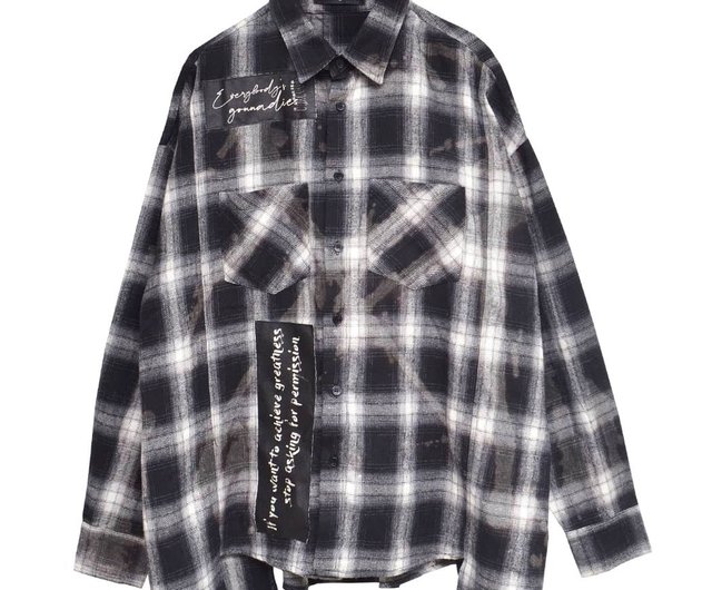 Switch big check shirt/black check/F size/hellcatpunks/hcp-sh-0025