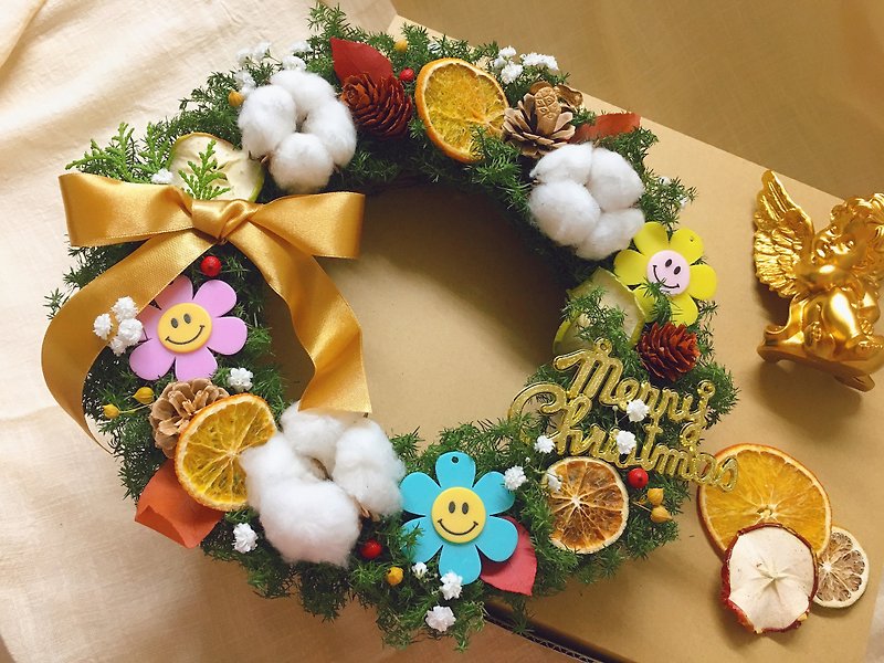 クリスマス杉リース Smile-MerryChristmas限定品!! - ドライフラワー・ブーケ - 寄せ植え・花 