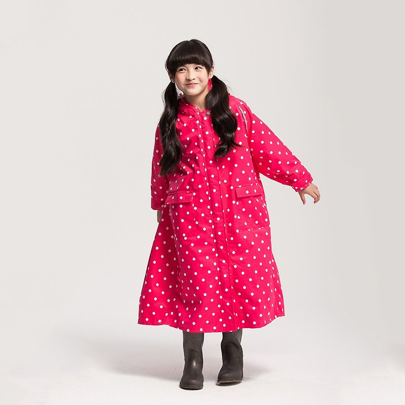 (Sold Out)Portable Children's Raincoat - Water Jade Peach - ร่ม - วัสดุอื่นๆ สีแดง