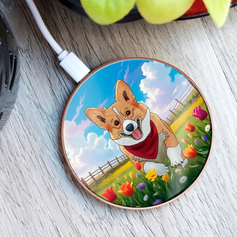 Personalized Pet-to-Cartoon Wireless Charger QI support Apple iPhone 16 - Phone Charger Accessories - Aluminum Alloy Silver