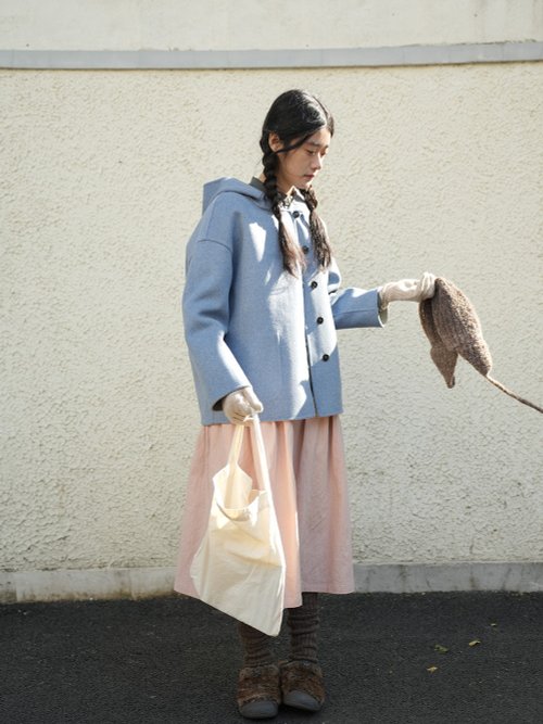 2着セット フード付きクリーム色コート 130サイズ リバーシブル 2着