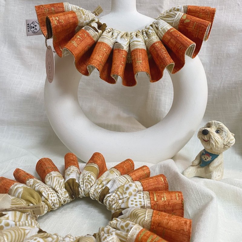 發裁手作。Facai Handmade 漾層系小丑領_琥珀秋葉 - 寵物衣服 - 棉．麻 橘色