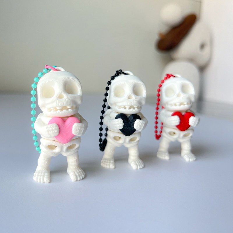 Skeleton Heart Keychains - 鑰匙圈/鑰匙包 - 塑膠 粉紅色