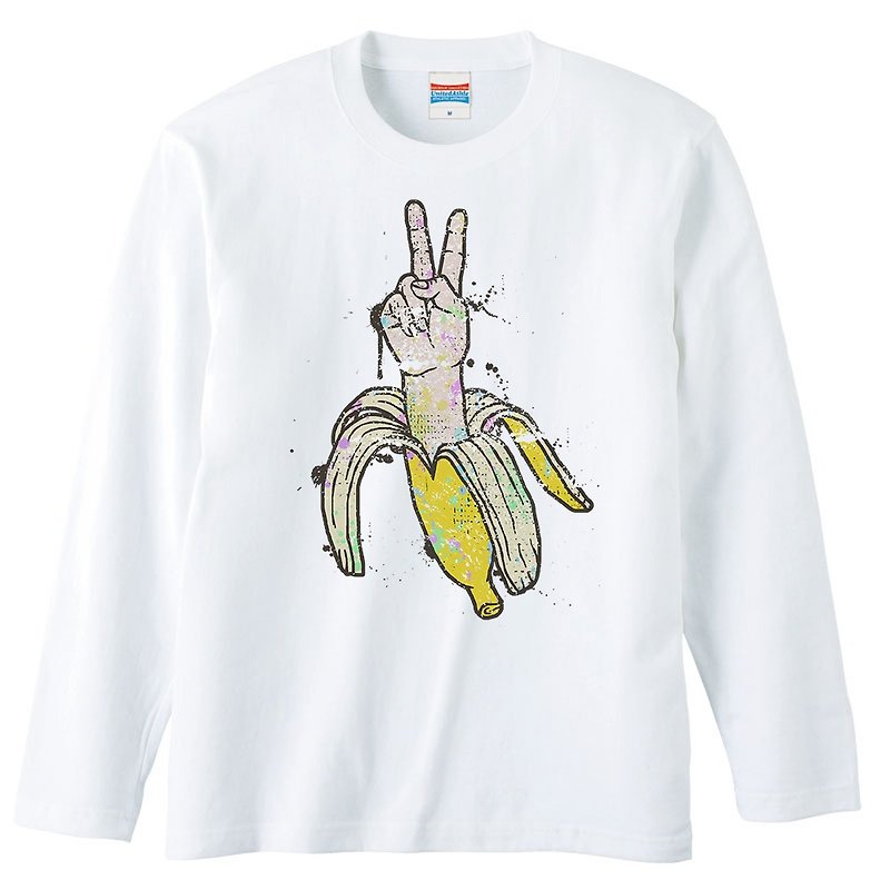 Long sleeve T shirt / Crazy Banana - เสื้อยืดผู้ชาย - ผ้าฝ้าย/ผ้าลินิน ขาว