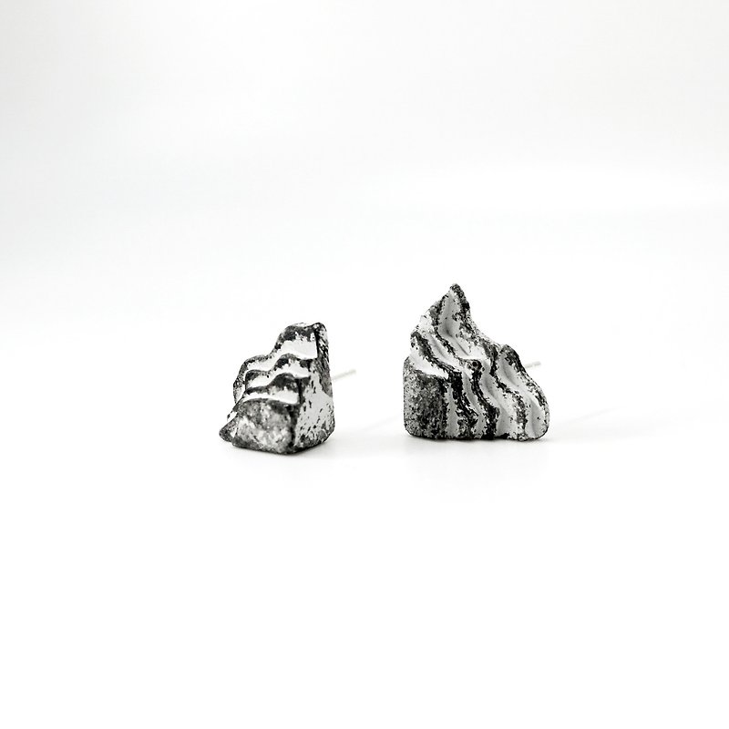 Island Series - Hillside Cement Earrings - ต่างหู - ปูน สีเทา