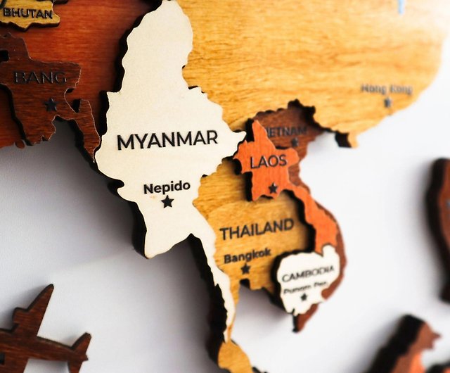 Named Capital - Wooden World Map, Wall Decoration for Homes and Offices -  Shop CLV Art Design Wall Décor - Pinkoi
