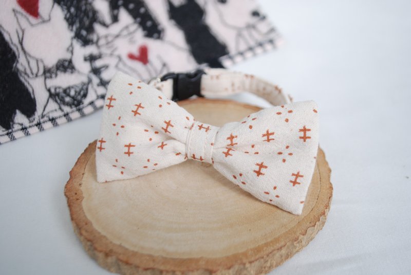 A-NI Collar for cats and dogs, spring rolls (bow) - 項圈/牽繩 - 棉．麻 白色