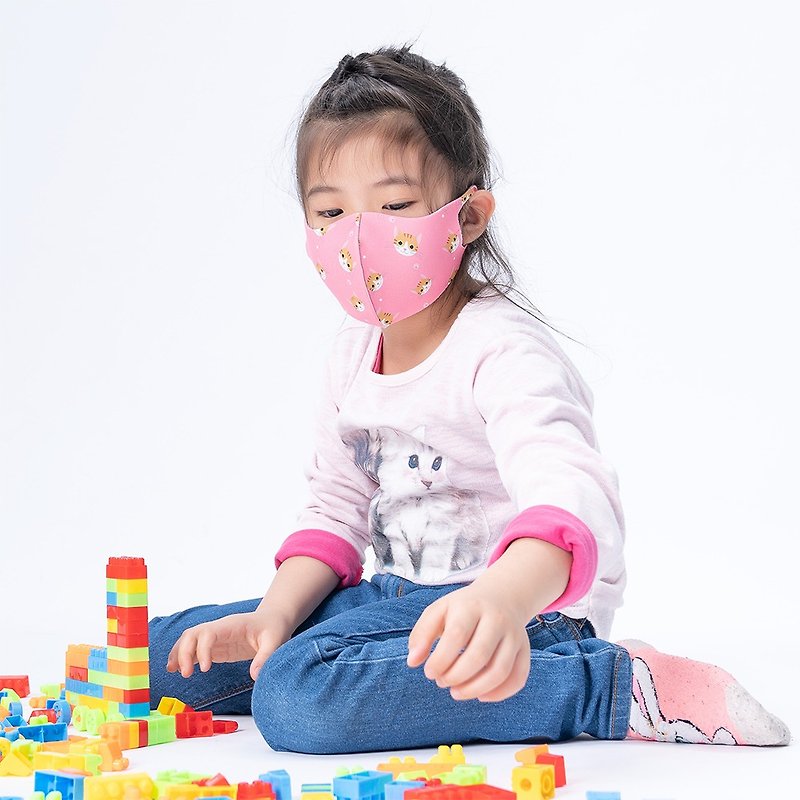 兒童款-甜心萌喵-舒適美3D立體透氣口罩1入組 - 口罩/口罩收納套 - 其他材質 多色