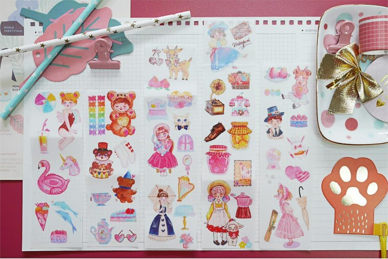 Dorothy's Eight Dreams PET Washi Tape Collage Material 10m Roll Made in Taiwan - มาสกิ้งเทป - วัสดุอื่นๆ หลากหลายสี