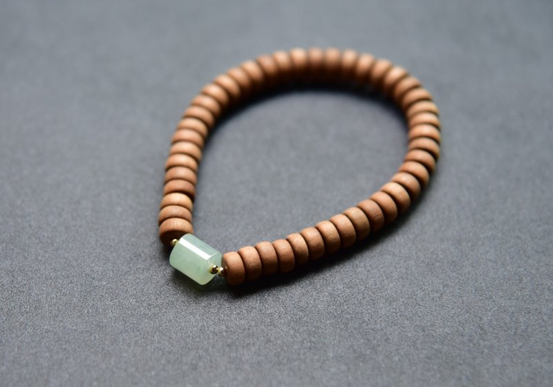 [Landscape] Natural Indian Laoshantan A goods Burmese jadeite ice waxy species transfer bead jadeite bracelet - Bracelets - Wood Brown