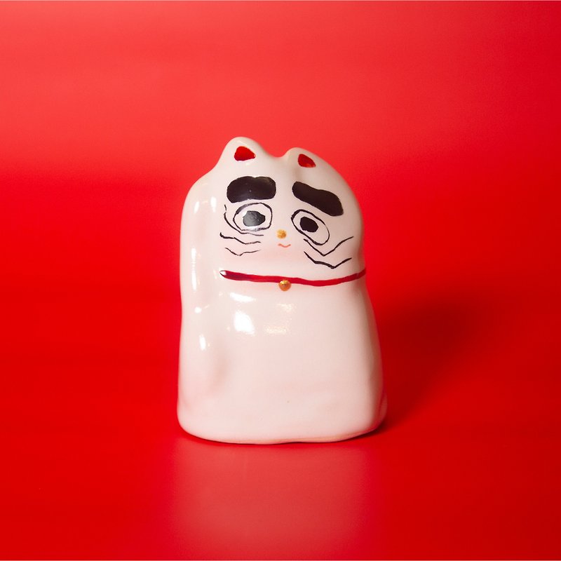 Street Lucky Lucky Cat_mi-mi-mauh-mauh Mi Mi Cat Series_#024 - Items for Display - Pottery White