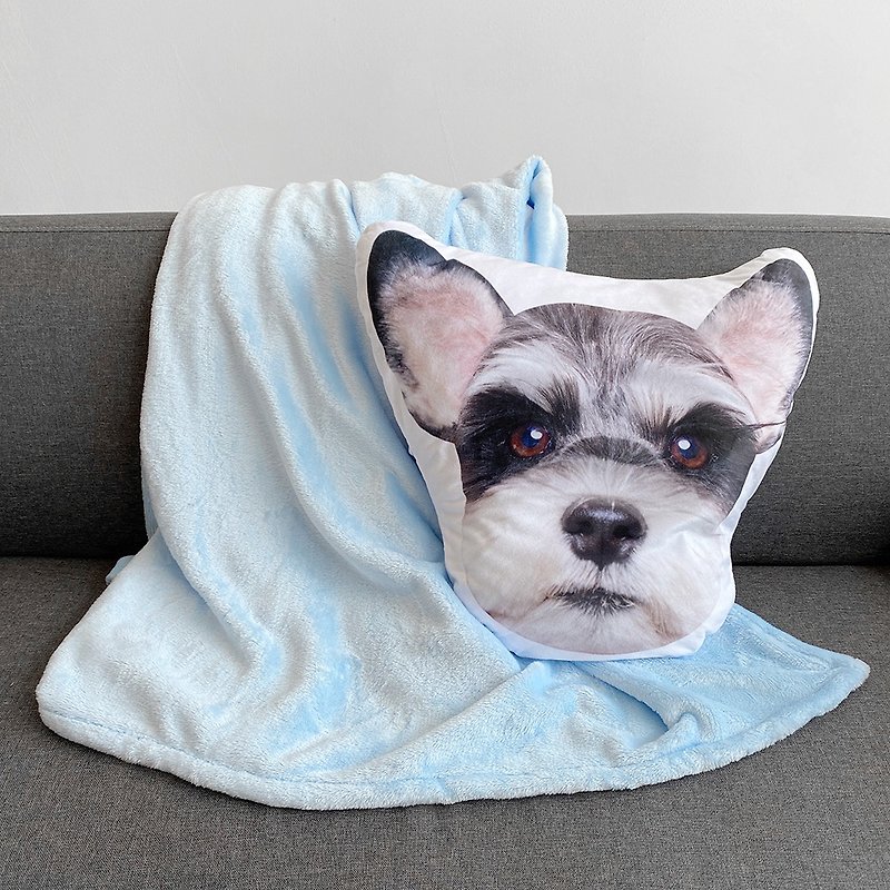 Customized pillow + air-conditioning blanket two-in-one dual-purpose pillow with pictures and detachable pet character avatar object - Blankets & Throws - Other Materials Multicolor