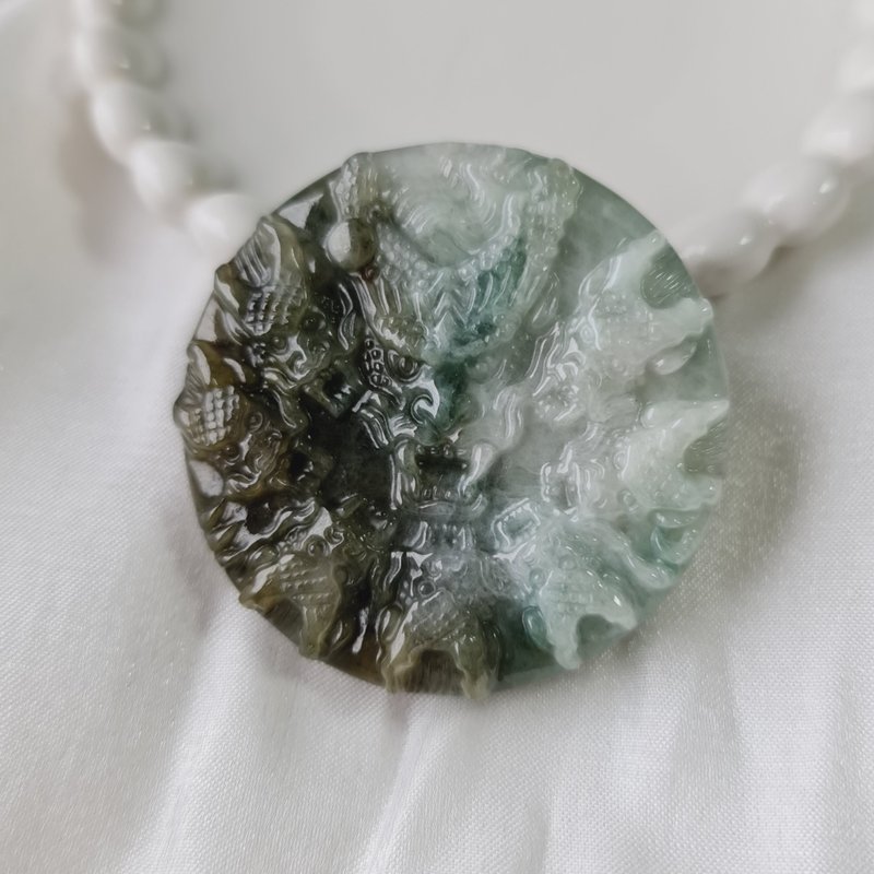 Half mountain and half water domineering Kowloon brand | Natural Burmese jade A grade jadeite - Charms - Jade 