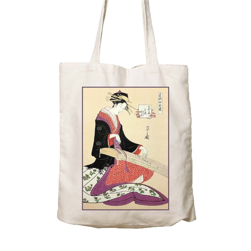 Ukiyoe canvas bag F12 beauty first clothes - Handbags & Totes - Cotton & Hemp 