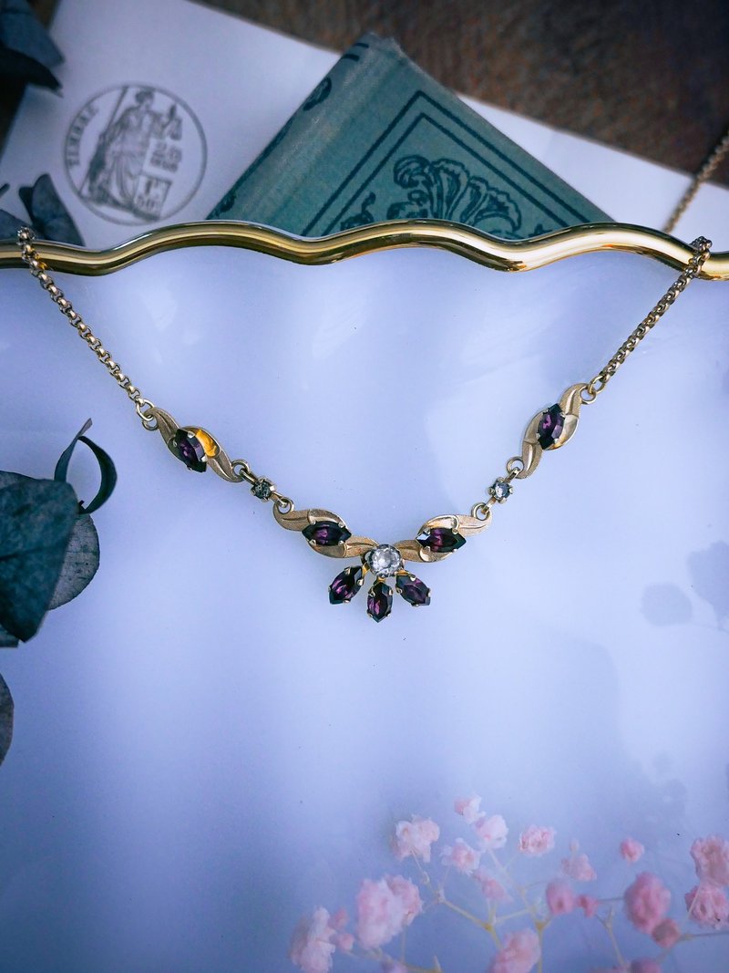 Van Dell 波浪金葉紫礦項鍊—美國古董首飾 Vintage Jewelry - 項鍊 - 其他金屬 