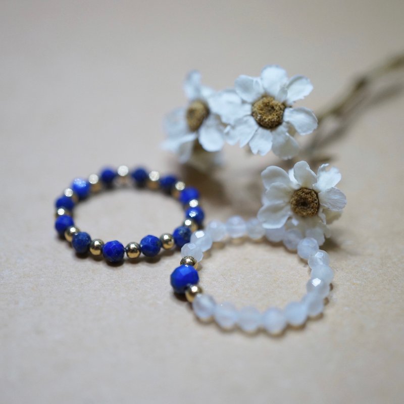 ITS-R146【14KGF彈力戒指・青金石】戒指1只。 - 戒指 - 半寶石 金色