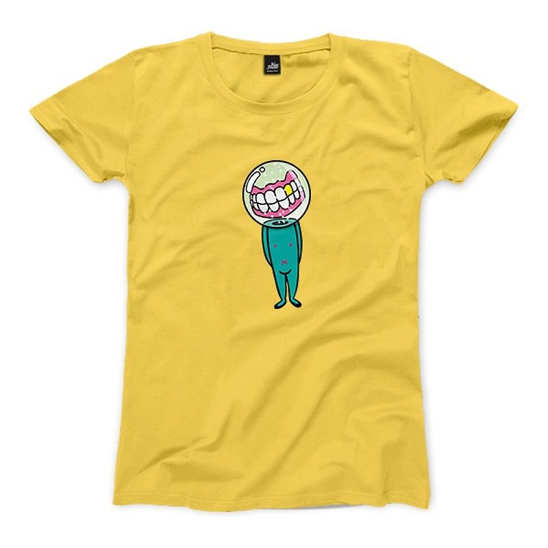 Space dentures - yellow - Women's T-Shirt - เสื้อยืดผู้หญิง - ผ้าฝ้าย/ผ้าลินิน สีเหลือง