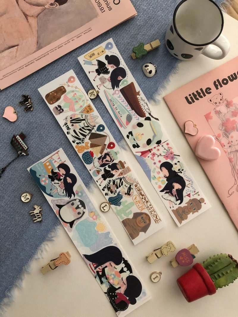 原創特油印刷和紙膠帶【白紗裙和黑斗篷環游世界之旅I】 - 紙膠帶/和紙/PET - 紙 