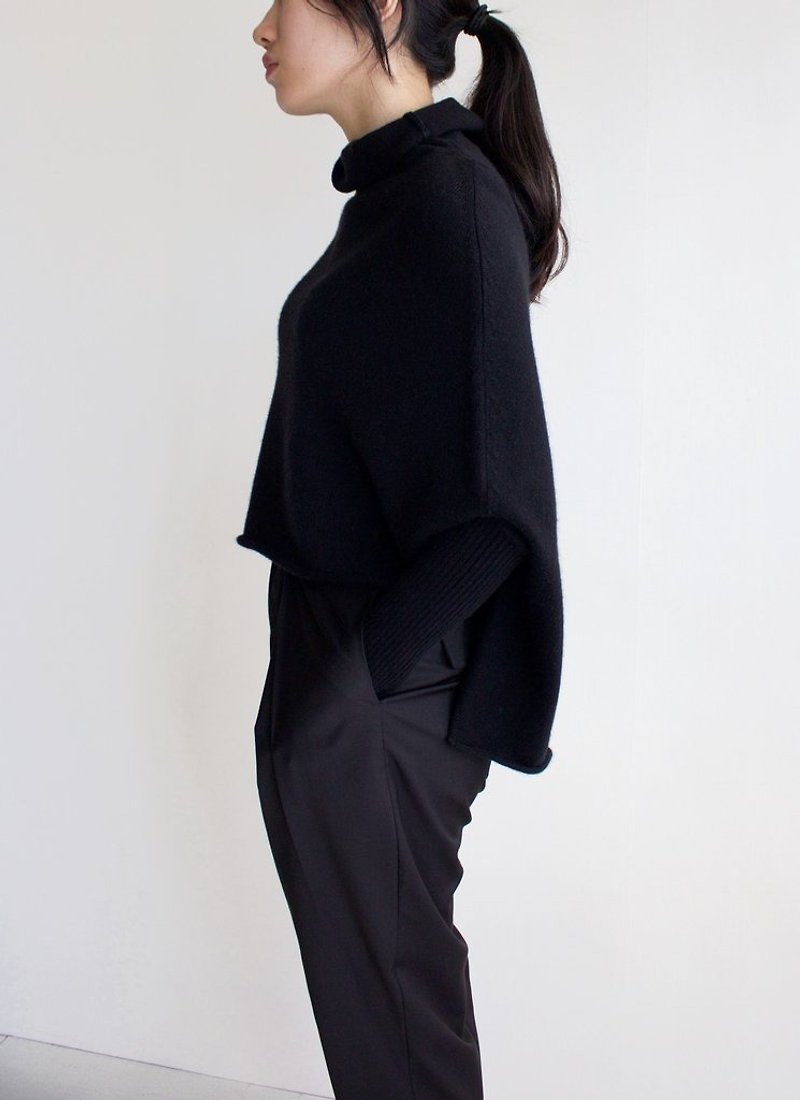 Black half-collar cardigan Kashimier (other colors can be customized) - สเวตเตอร์ผู้หญิง - ขนแกะ 